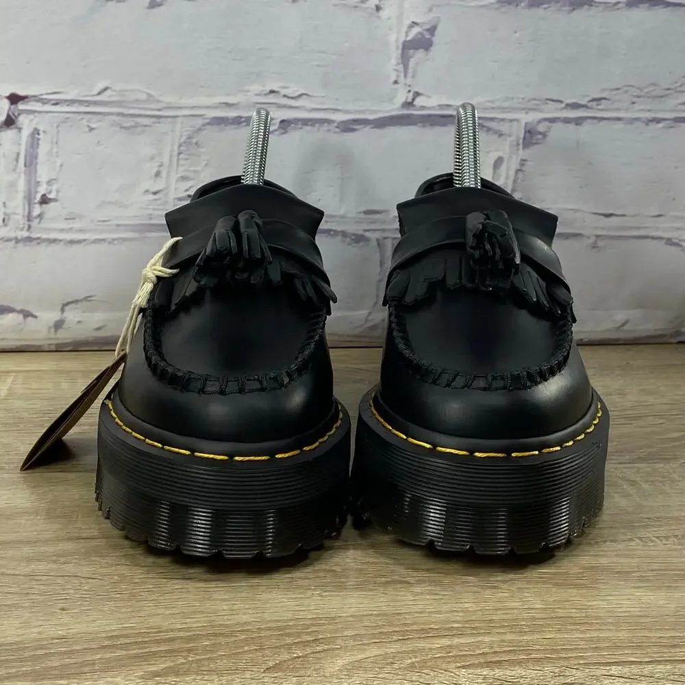 Dr. Martens Adrian Quad Black Leather Tassel Platform Loafers Men's 6 Women's 7 - Picture 2 of 8